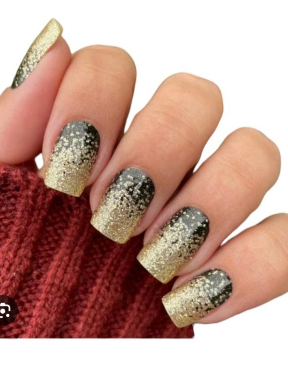 Color Street Ring It In Nail Strips Black to Gold Glitter Various Sizes